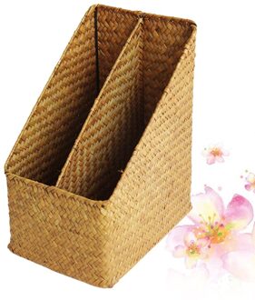 Hand-Woven Desktop Document & Mail Organizer Rieten Opslag Mand Opbergdoos Voor Kantoor (Bruin)