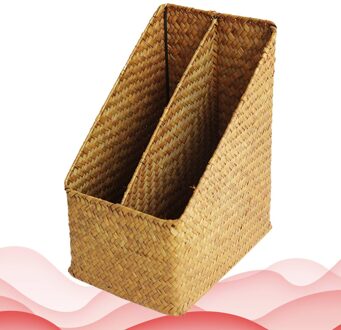 Hand-Woven Desktop Document & Mail Organizer Rieten Opslag Mand Opbergdoos Voor Kantoor (Bruin)