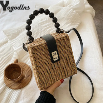 Hand-woven Women Straw Bag Ladies Small Shoulder Bags Bohemia Beach Bag Crossbody Bags Travel Tote Female Handbag Box Holiday