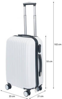 Handbagage Koffer 55cm Wit 4 Wielen Trolley Met Pin Slot