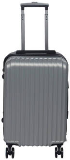 Handbagage Koffer 55cm Zilver 4 Wielen Trolley Met Pin Slot