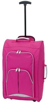 Handbagage reiskoffer/trolley - roze - 55 x 33 x 20 cm - Cabine reistas op wielen