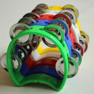 Handbell Held Tambourine Metal Bell Plastic Rattle Ball Percussion Party Game Baby Toy Musical Instruments Tambourine kids