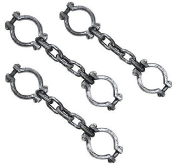 Handboeien gevangene/boef ketting - 3x stuks - plastic - 45 cm - Carnaval Halloween verkleed boeien