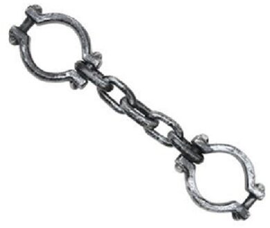 Handboeien gevangene/boef ketting - plastic - 45 cm - Carnaval Halloween verkleed boeien Grijs