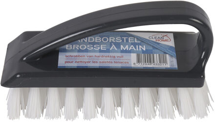 Handborstel - 4x stuks - zwart - schrobborstel - met handvat - 13 x 5 x 7 cm