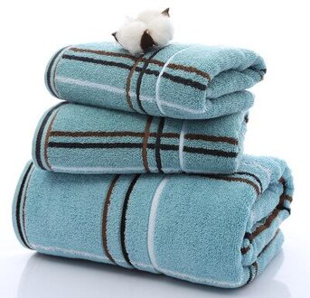 Handdoek Bad Hotel Speciale Zachte Handdoek Perfect Eenvoudige Plaid Handdoek Set (2 * Handdoek 1 * Badhanddoek) huishoudtextiel cyaan 3stk