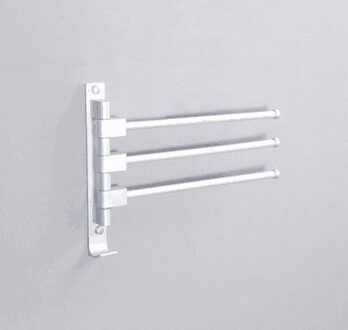 Handdoek Bars Aluminium Zilver/Zwart Draaien Handdoekenrek 2/3/4/5 Armen Muur gemonteerde activiteiten Handdoek Haken Badkamer Handdoek Magazijnstelling zilver 3arm