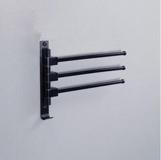 Handdoek Bars Aluminium Zilver/Zwart Draaien Handdoekenrek 2/3/4/5 Armen Muur gemonteerde activiteiten Handdoek Haken Badkamer Handdoek Magazijnstelling zwart 3arm