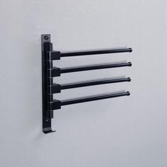 Handdoek Bars Aluminium Zilver/Zwart Draaien Handdoekenrek 2/3/4/5 Armen Muur gemonteerde activiteiten Handdoek Haken Badkamer Handdoek Magazijnstelling zwart 4arm