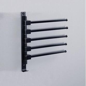 Handdoek Bars Aluminium Zilver/Zwart Draaien Handdoekenrek 2/3/4/5 Armen Muur gemonteerde activiteiten Handdoek Haken Badkamer Handdoek Magazijnstelling zwart 5arm