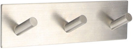 Handdoek haakjes vierkant - 18 x 3 x 5 cm - zilver - Zelfklevende ophang haakjes - Metaal