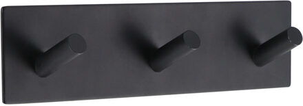 Handdoek haakjes vierkant - 18 x 3 x 5 cm - zwart - Zelfklevende ophang haakjes - Metaal