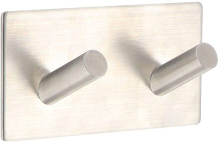 Handdoek haakjes vierkant - 9 x 3 x 5 cm - zilver - Zelfklevende ophang haakjes - Metaal