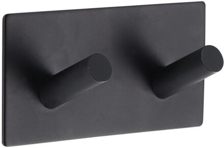 Handdoek haakjes vierkant - 9 x 3 x 5 cm - zwart - Zelfklevende ophang haakjes - Metaal