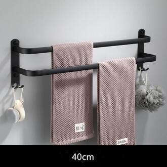 Handdoek Hanger Wandmontage 30-50 Cm Handdoekenrek Badkamer Aluminium Zwarte Handdoek Bar Rail Matte Zwarte Handdoek Houder ruimte Aluminium dubbele 40cm