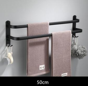 Handdoek Hanger Wandmontage 30-50 Cm Handdoekenrek Badkamer Aluminium Zwarte Handdoek Bar Rail Matte Zwarte Handdoek Houder ruimte Aluminium dubbele 50cm