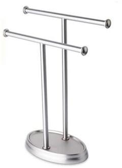 Handdoek Houder 27 cm Rvs Keuken Badkamer Handdoek Houder Voor Handdoeken Bar Rail Hanger Dubbele T- vormige Handdoekenrek # zilver