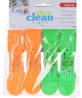 Handdoek knijpers - 13 cm - 4x stuks - Oranje en groen