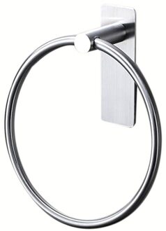 Handdoek Ring/Handdoek Houder-Zelfklevende Ronde Handdoekenrek Zwarte Handdoek Bar Voor Badkamer, rvs zilver