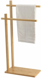 Handdoeken ophangrek/houder - badkamer - bamboe hout - 40 x 21 x 84 cm - naturel