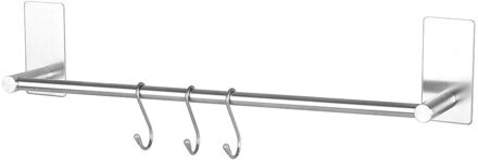 Handdoekenrek Handdoek Plank Roestvrij Staal Handdoek Bar Hanger Organizer Rvs Wall Mount Badkamer Handdoek Bar zilver-2