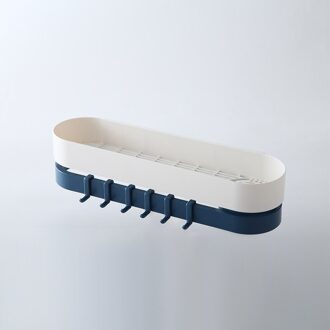 Handdoekenrek Met Haak Roterende Dubbele Laag Plank Punch-Gratis Multifunctionele Sterke Draagkracht Opslag Badkamer Accessoires marine blauw