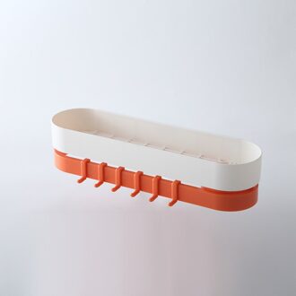 Handdoekenrek Met Haak Roterende Dubbele Laag Plank Punch-Gratis Multifunctionele Sterke Draagkracht Opslag Badkamer Accessoires oranje