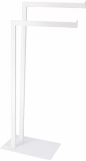 Handdoekenrek - vrijstaand - wit - 2 stangen - metaal - 40 x 81 cm