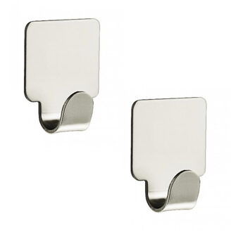 Handdoekhaken plakhaken vierkant - 3x - nikkel mat - handdoek/theedoek - 1,7 x 4 cm