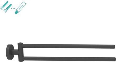 Handdoekhouder Met 2 Draaibaare Stangen Mat Zwart 43,30x6x9cm