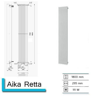 Handdoekradiator Aika Retta 1800 x 295 mm Mat Zwart Black Graphite