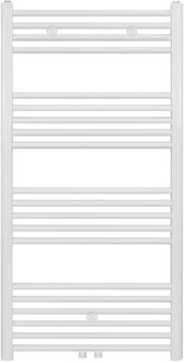 Handdoekradiator - middenaansluiting - 1200X600mm - 616 Watt - Wit Mat Geborsteld BWM1200600