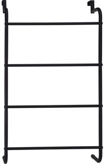 Handdoekrek badkamer deur - zwart - metaal - H73 cm