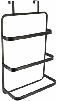 Handdoekrek deurhanger - zwart - metaal - 42 x 22 x 69 cm