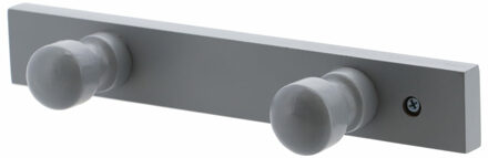 Handdoekrek - hout - grijs - 2 haakjes - handdoekhaakjes - handdoeken kapstok