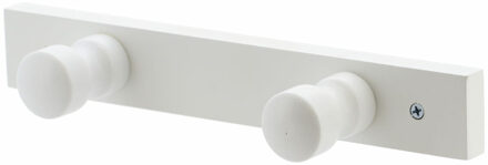 Handdoekrek - hout - wit - 2 haakjes - handdoekhaakjes - handdoeken kapstok