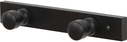 Handdoekrek - hout - zwart - 2 haakjes - handdoekhaakjes - handdoeken kapstok