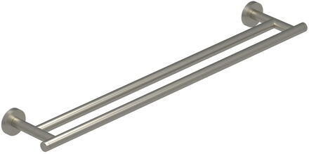 Handdoekrek - wand model - 60cm - dubbel - Geborsteld nickel PVD 6500103 Nickel geborsteld PVD (RVS)