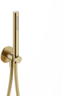 Handdouche Hotbath Ace Met Wandsteun Met Uitlaat En Doucheslang 150cm Geborsteld Messing PVD