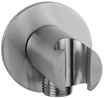 Handdouchehouder Sanimex Bellezza Bagno met Muuraansluiting Rond Geborsteld RVS Sanimex