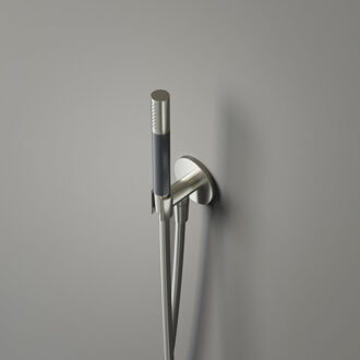 Handdoucheset Hotbath Cobber Rond Geborsteld Nikkel Wandsteun Uitlaat