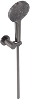 Handdoucheset MAY 3-Standen Handdouche, Verstelbare Wandsteun en Smooth Doucheslang 125 cm Geborsteld Carbon Black PVD Gunmetal