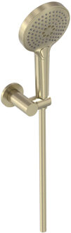 Handdoucheset MAY 3-Standen Handdouche, Verstelbare Wandsteun en Smooth Doucheslang 125 cm Geborsteld Mat Goud PVD