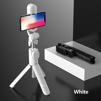 Handed Draadloze Bluetooth Selfie Stok 3 In 1 Afstandsbediening Sluiter Selfie Stok Onafhankelijke Statief Telescopische Selfie Stok wit