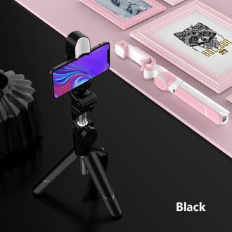 Handed Draadloze Bluetooth Selfie Stok 3 In 1 Afstandsbediening Sluiter Selfie Stok Onafhankelijke Statief Telescopische Selfie Stok zwart