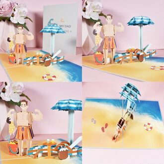 Handgemaakte 3D Pop-Up Wenskaart Voor Vaderdag Dank U Kaarten Met Envelop QX2E