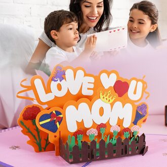 Handgemaakte 3D Pops Up Wenskaarten Bloem Liefde U Mom Met Envelop Voor Moederdag DTT88