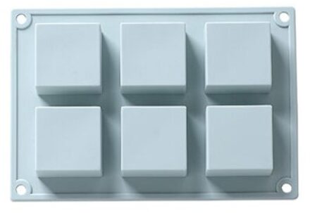 Handgemaakte 6 Gaten Mooie Vierkante Siliconen Zeep Mal Zeep Ambachten Mallen Fondant Cake Bakken Koken Tools Bad Kamer Levert blauw