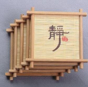 Handgemaakte Bamboe Vlot Vormige Thee Mat Lade Theeceremonie Bekerhouder Theepot Coaster H12x12cm 5stk